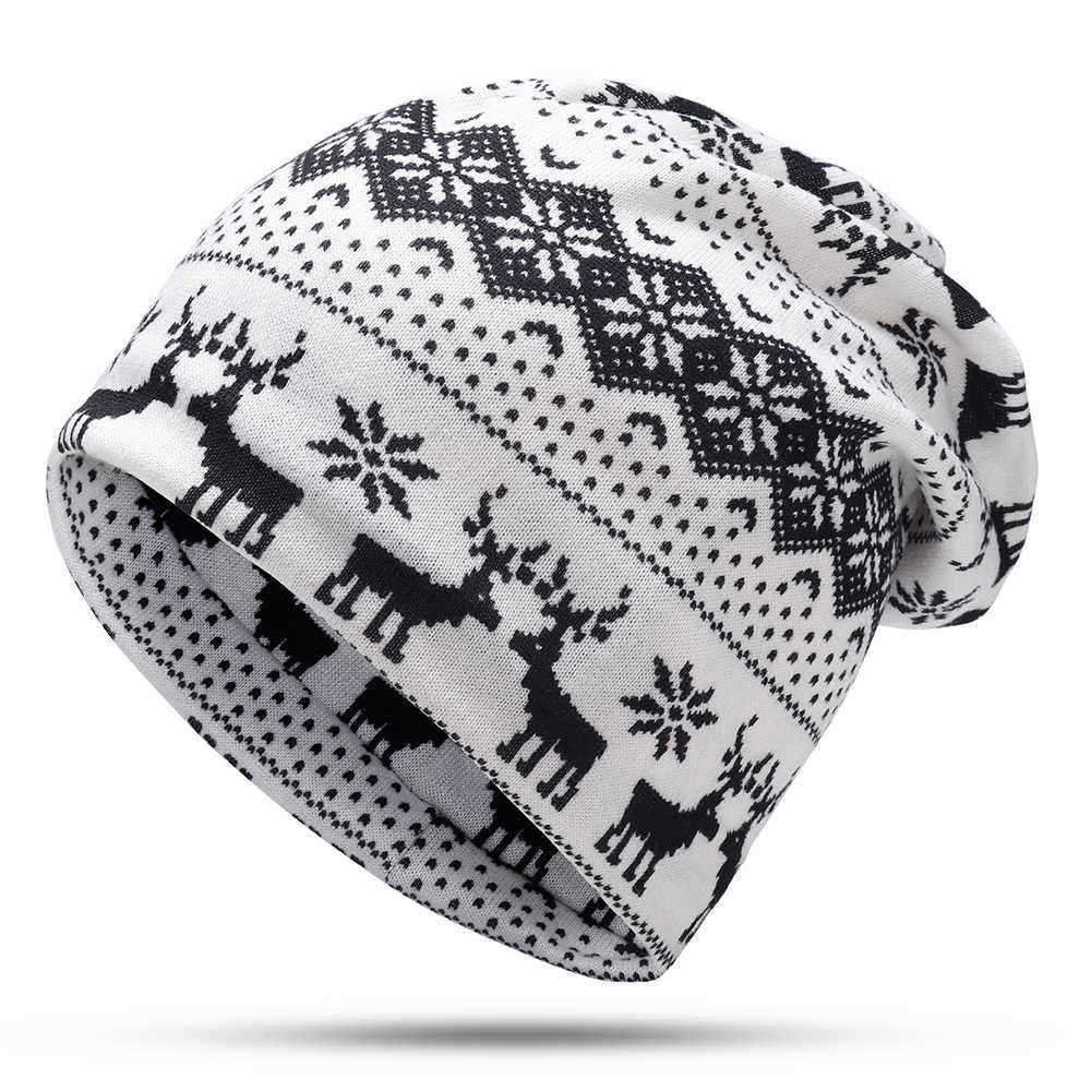 Unisex-Elk-Flower-Print-Multipurpose-Skullcap-Beanie-Hat-Neck-Warmer-1362868