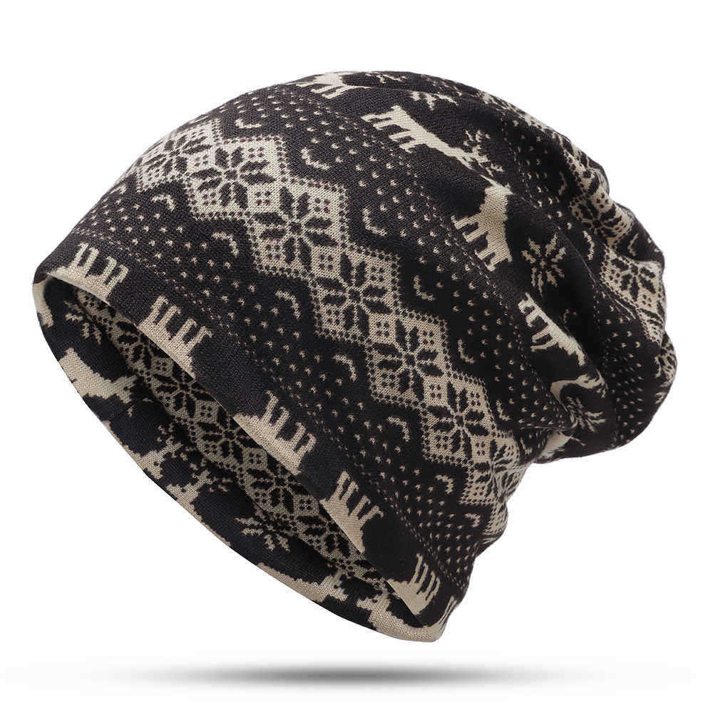 Unisex-Elk-Flower-Print-Multipurpose-Skullcap-Beanie-Hat-Neck-Warmer-1362868