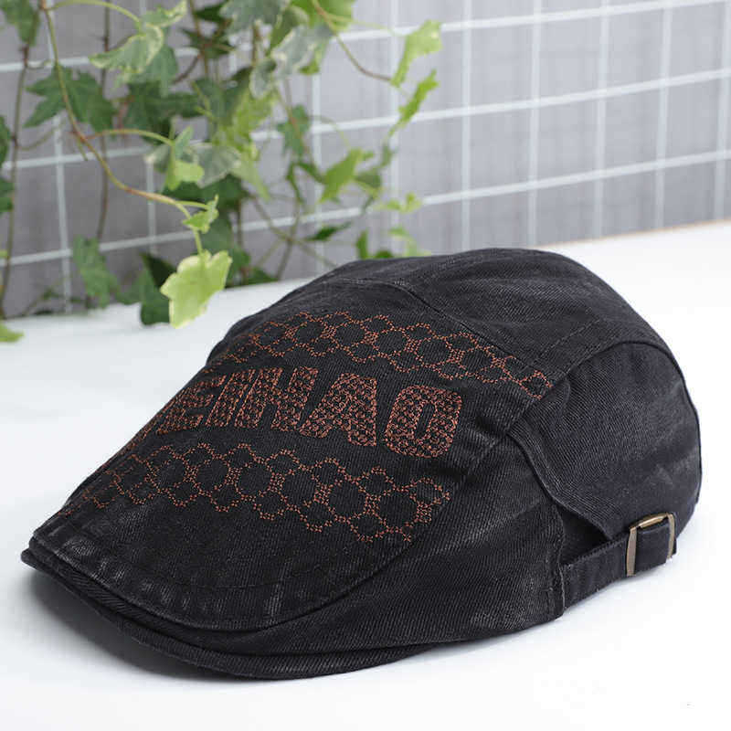 Unisex-Embroidered-Letters-Peaked-Cap-Duckbill-Hat-1402081