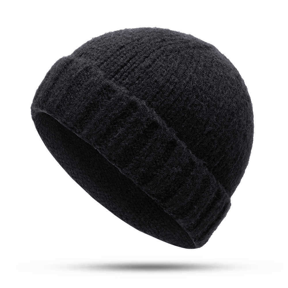 Unisex-Hand-Crochet-Thick-Warm-Knit-Plain-Brimless-Hats-Outdoor-Casual-Skullcap-1369848