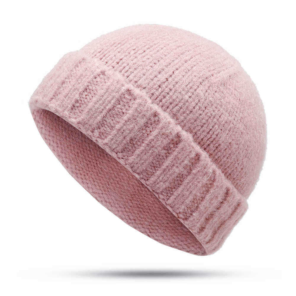 Unisex-Hand-Crochet-Thick-Warm-Knit-Plain-Brimless-Hats-Outdoor-Casual-Skullcap-1369848