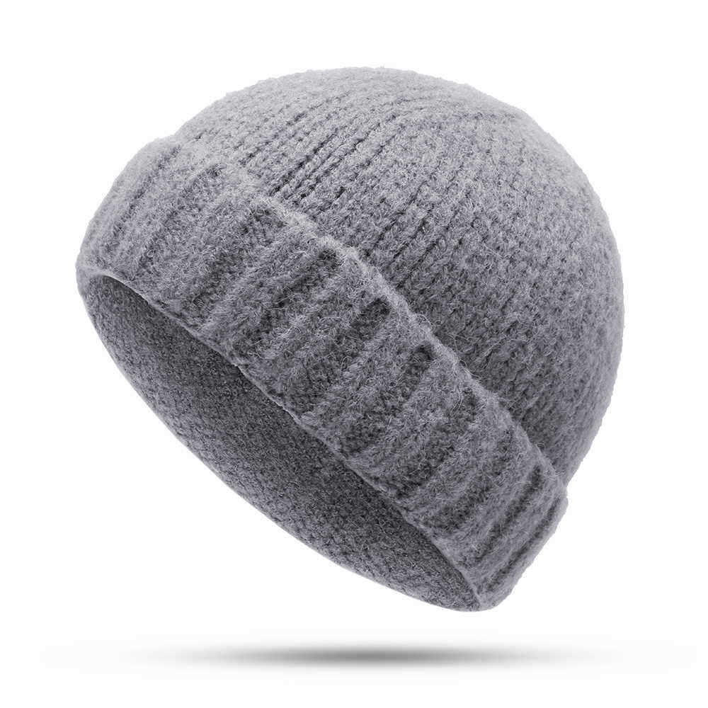 Unisex-Hand-Crochet-Thick-Warm-Knit-Plain-Brimless-Hats-Outdoor-Casual-Skullcap-1369848