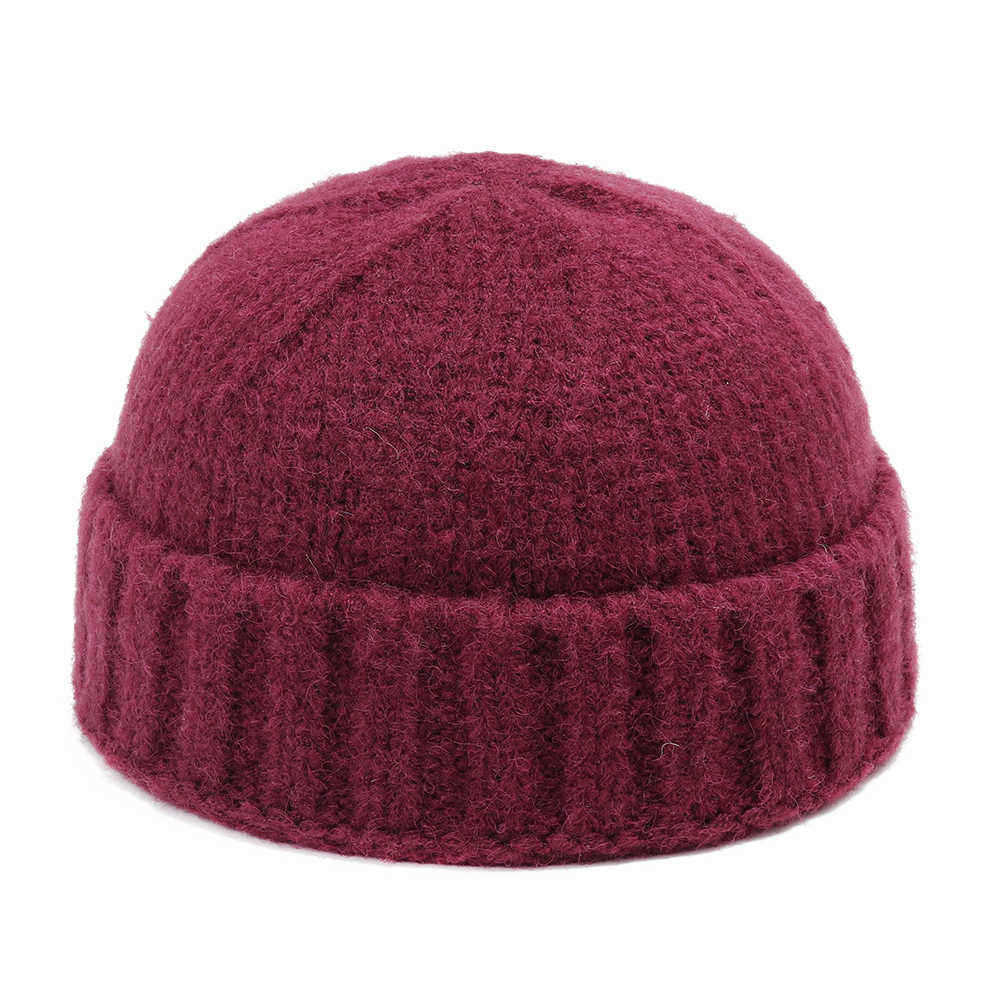 Unisex-Hand-Crochet-Thick-Warm-Knit-Plain-Brimless-Hats-Outdoor-Casual-Skullcap-1369848