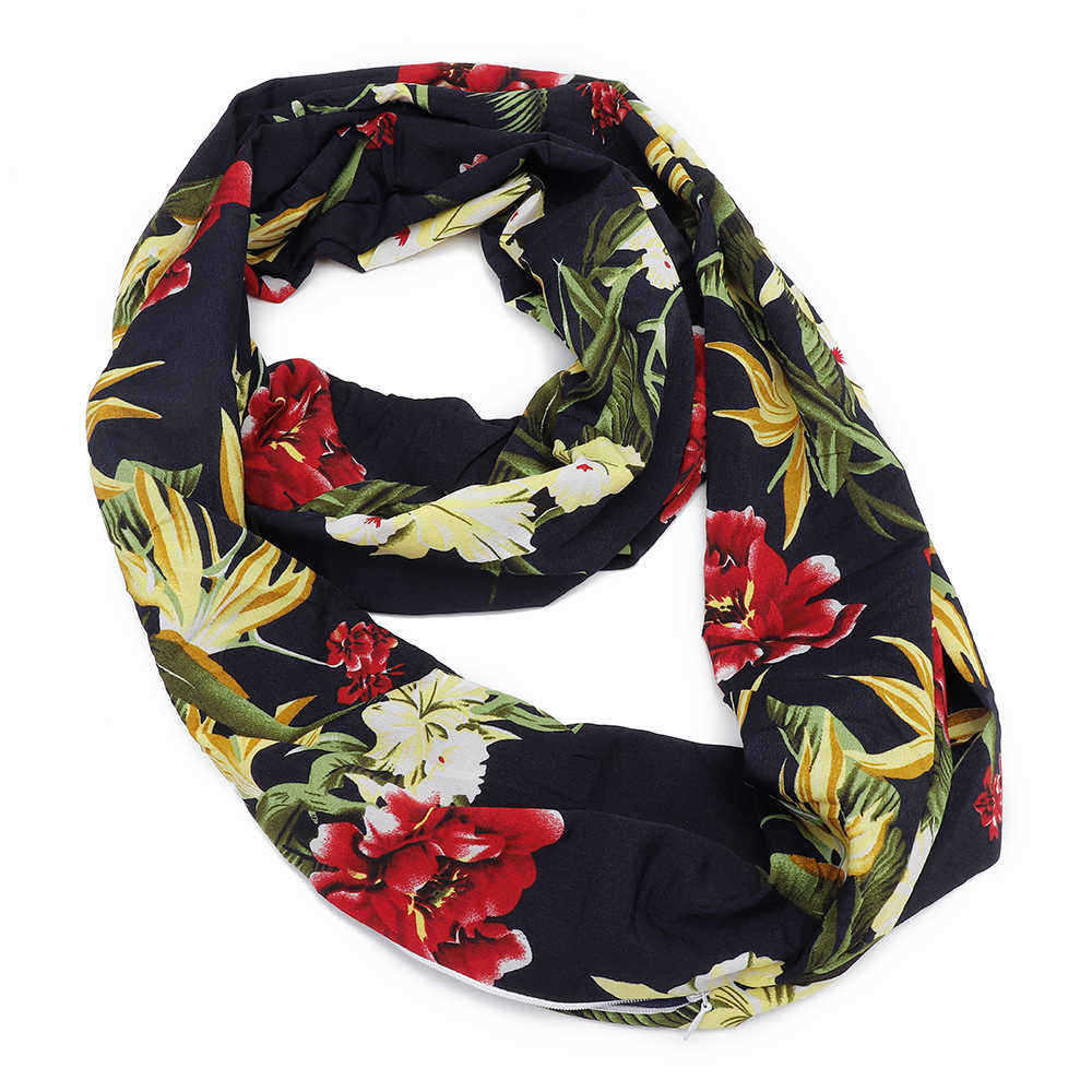 Unisex-Hidden-Zipper-Pocket-Flower-Print-Round-Scarf-Neck-Warmer-1377638