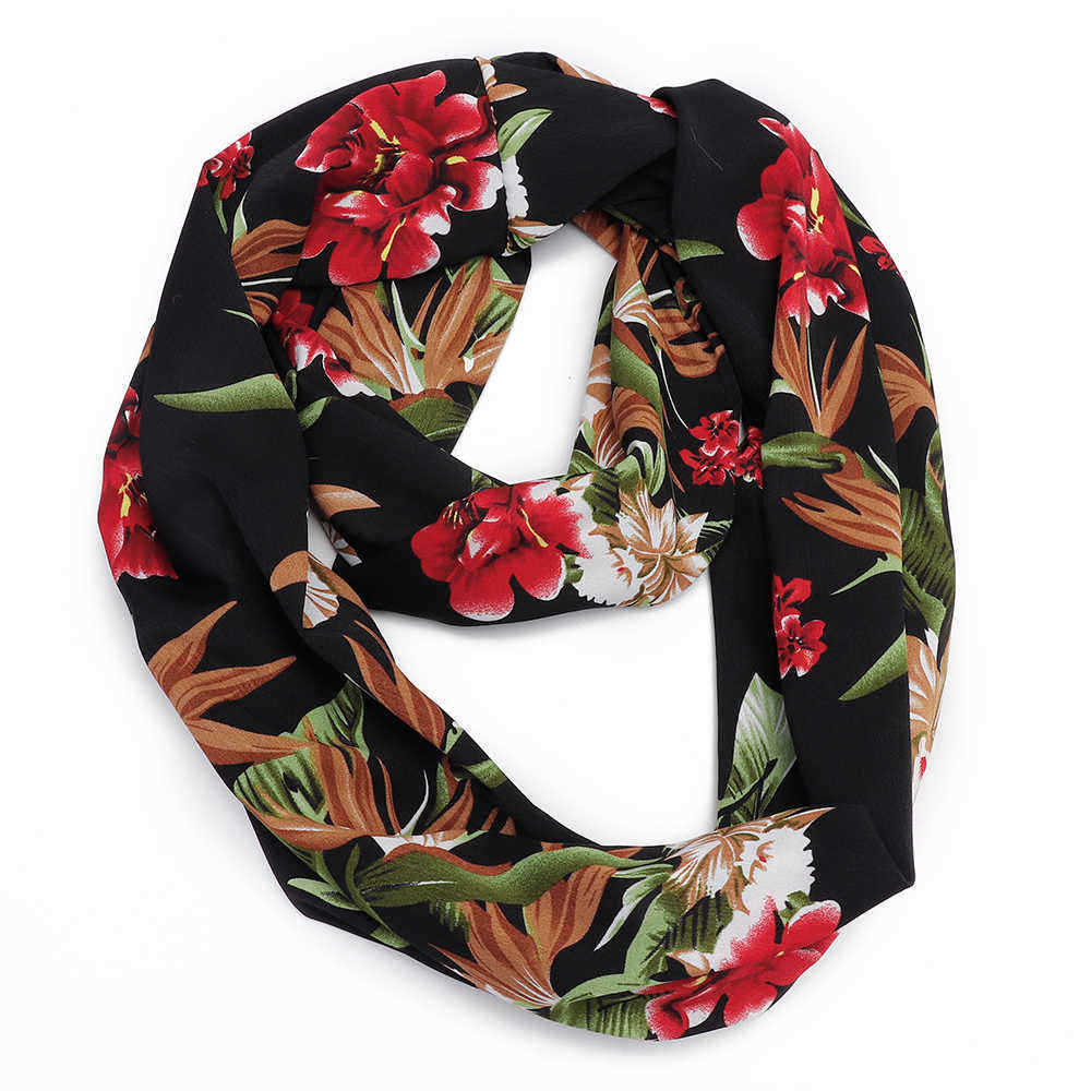 Unisex-Hidden-Zipper-Pocket-Flower-Print-Round-Scarf-Neck-Warmer-1377638