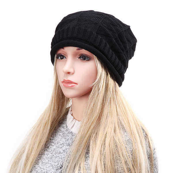 Unisex-Knitted-Crochet-Ski-Baggy-Beanie-Hats-Gorro-Triangular-Diamond-Shaped-Grid-Caps-1115196