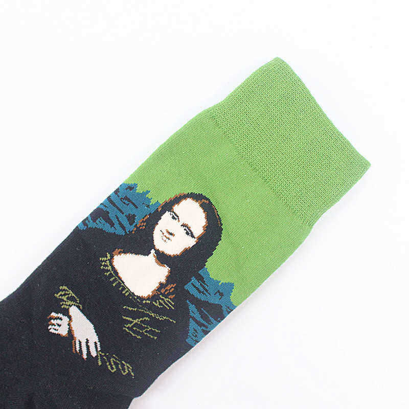 Unisex-Mona-Lisa-Oil-Painting-Cotton-Tube-Socks-1502177