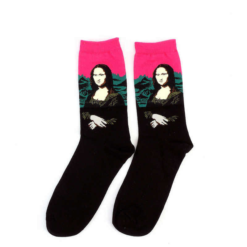 Unisex-Mona-Lisa-Oil-Painting-Cotton-Tube-Socks-1502177