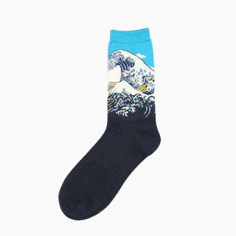 Unisex-Mona-Lisa-Oil-Painting-Cotton-Tube-Socks-1502177