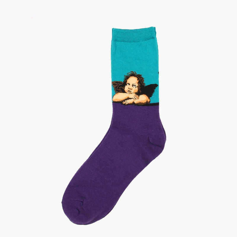 Unisex-Mona-Lisa-Oil-Painting-Cotton-Tube-Socks-1502177