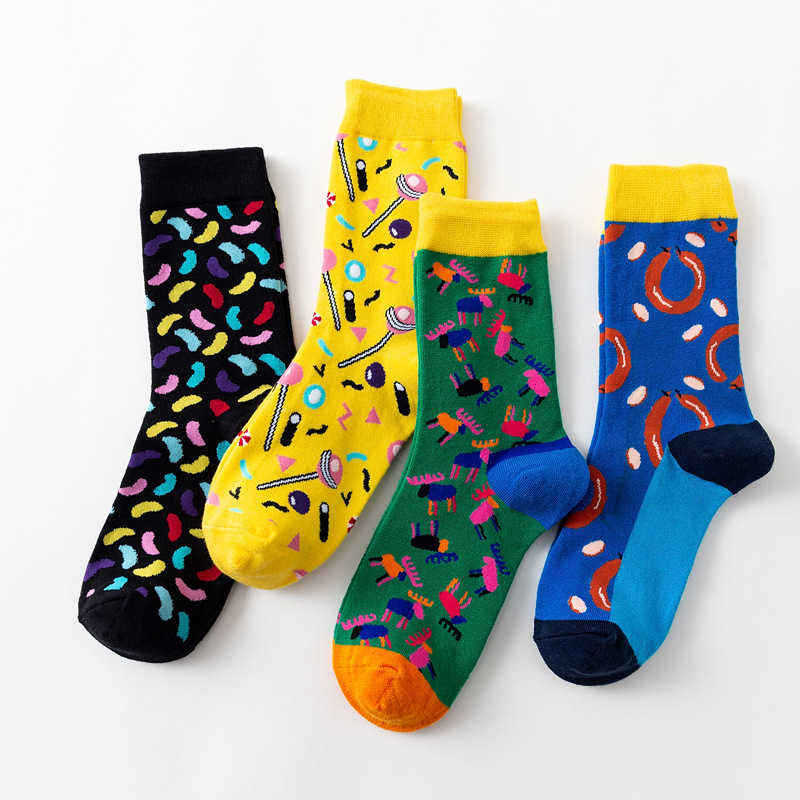 Unisex-Multi-Color-Pattern-Print-Middle-Tube-Socks-Ankle-Socks-1391158