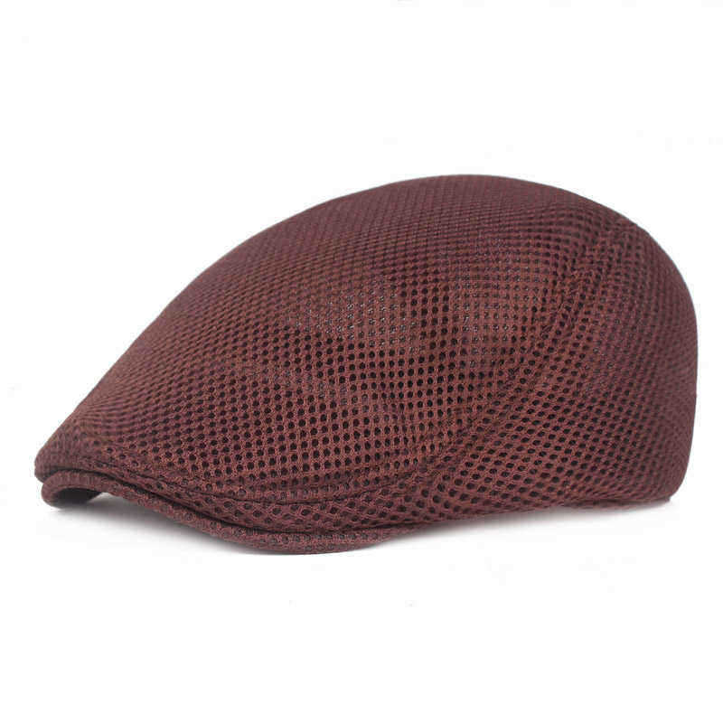 Unisex-Summer--Mesh-Beret-Caps-Forward-Caps-Outdoor-Breathable-Travel-Hats-Plaid-Simple-Retro-Hat-1517951