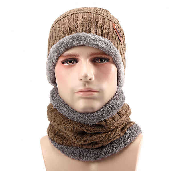 Unisex-Thick-Knitting-Skull-Ski-Cap-Soft-Lined-Slouchy-Beanies-Hat-Scarf-Set-1123677