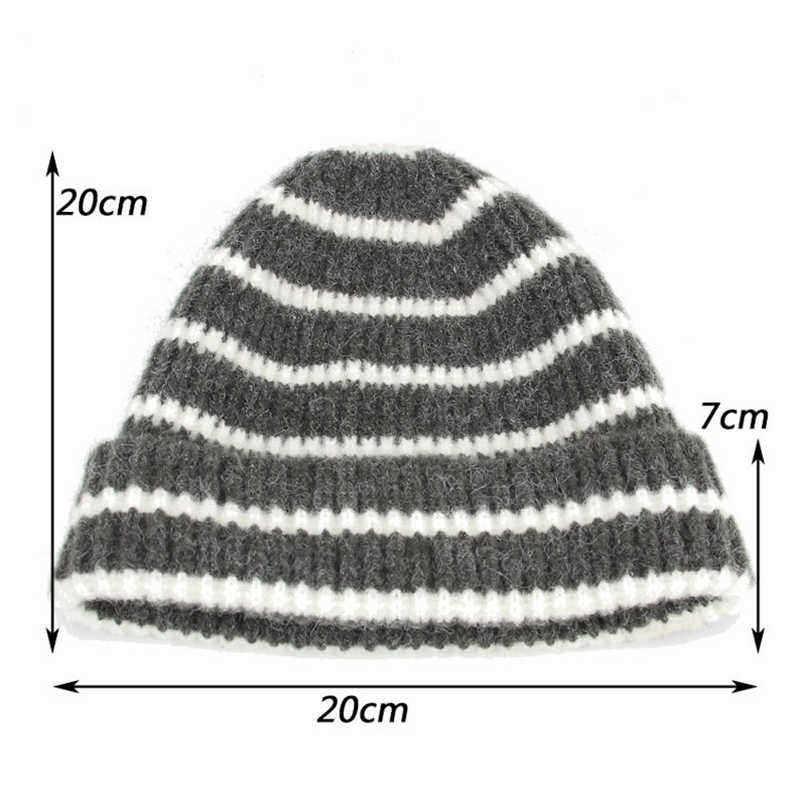 Unisex-Thickened-Stripes-Knitted-Hat-Outdoor-Fashion-Knit-Beanie-Pointed-Cap-1397550