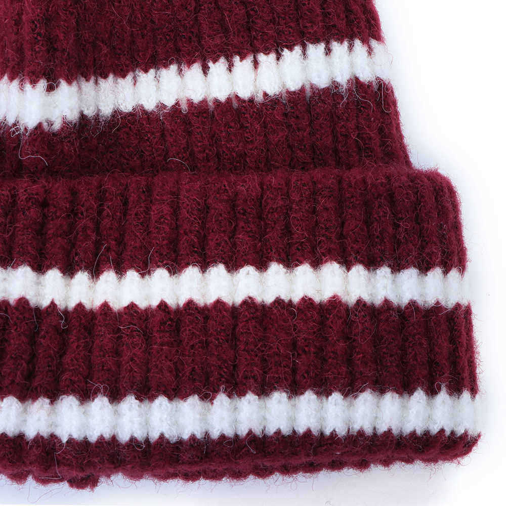 Unisex-Thickened-Stripes-Knitted-Hat-Outdoor-Fashion-Knit-Beanie-Pointed-Cap-1397550