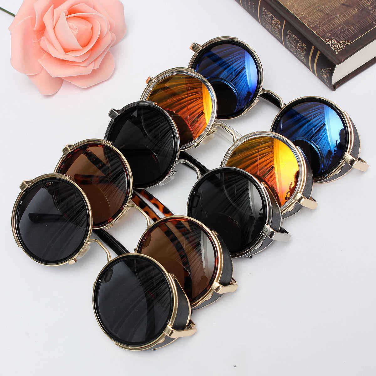 Unisex-Vintage-UV400-Sunglasses-Steampunk-Round-Mirror-Lens-Glasses-969524