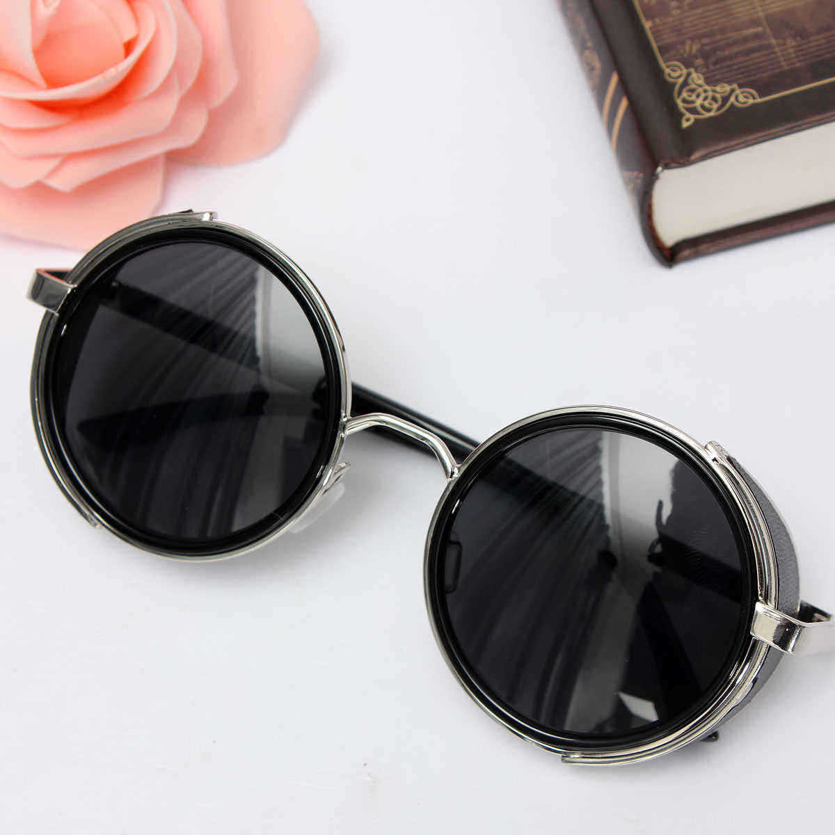 Unisex-Vintage-UV400-Sunglasses-Steampunk-Round-Mirror-Lens-Glasses-969524