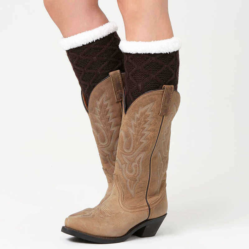 Unisex-Winter-Leg-Warmer-Thicken-Fleece-Liner-Knit-Knee-Pads-Warm-Diamond-Tube-Socks-Boots-Deco-1377864