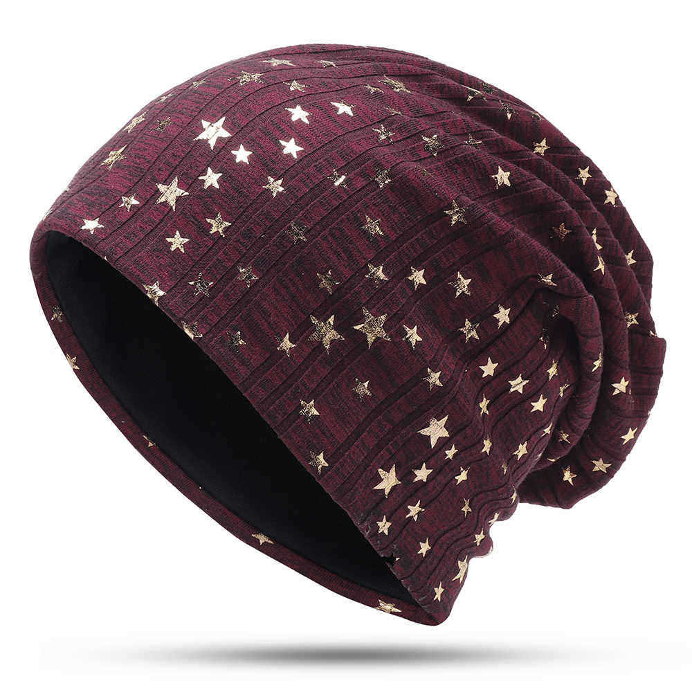 Unisex-Winter-Outdoor-Fashion-Pentagram-Print-Warm-Slouchy-Knit-Beanie-Brimless-Hats-1341919