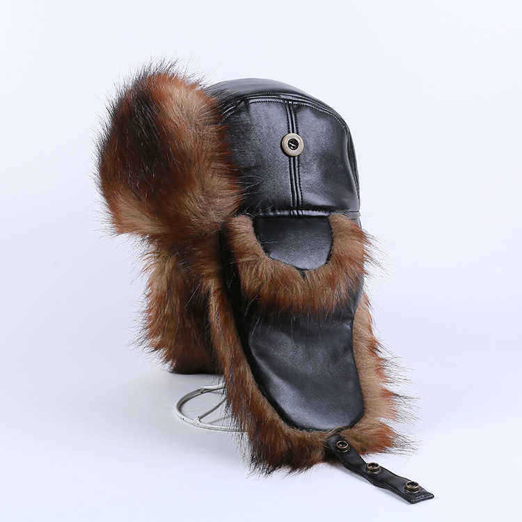 Unisex-Winter-Warm-High-End-Leather-Trapper-Hat-Animal-Hair-Earmuffs-Savage-Cap-1363315