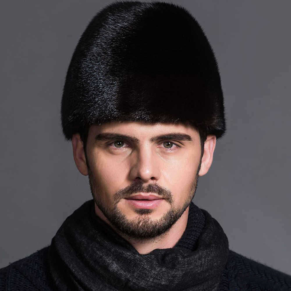 Unisex-Winter-Warm-Mink-Fur-Hat-Imitation-Fur-Russian-Style-Brimless-Windproof-Flat-Hat-1378924