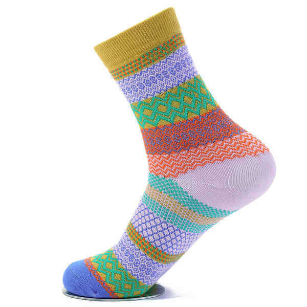 Unisex-Women-Men-Harajuku-Style-Stripe-Cotton-Socks-Design-Multi-Color-Mid-Calf-Hosiery-1019527