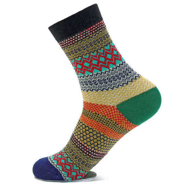 Unisex-Women-Men-Harajuku-Style-Stripe-Cotton-Socks-Design-Multi-Color-Mid-Calf-Hosiery-1019527