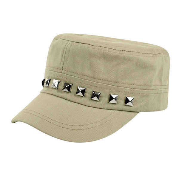 Unisex-Women-Men-Retro-Cotton-Rivet-Hat-Solid-Adjustable-Flat-topped-Outdoor-Sport-Baseball-Cap-1059929