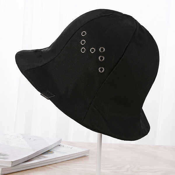 Unisex-Womens-Black-Canvas-Plain-Bucket-Hat-Outdoor-Double-Layers-Wide-Brimmed-Hat-1258561