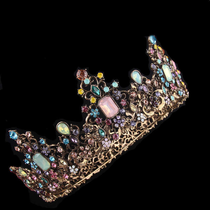 Vintage-Gold-Inlaid-Colored-Diamond-Hairband-Geometric-Metal-Rhinestone-Crown-Tiara-Party-Hair-Acces-1548962