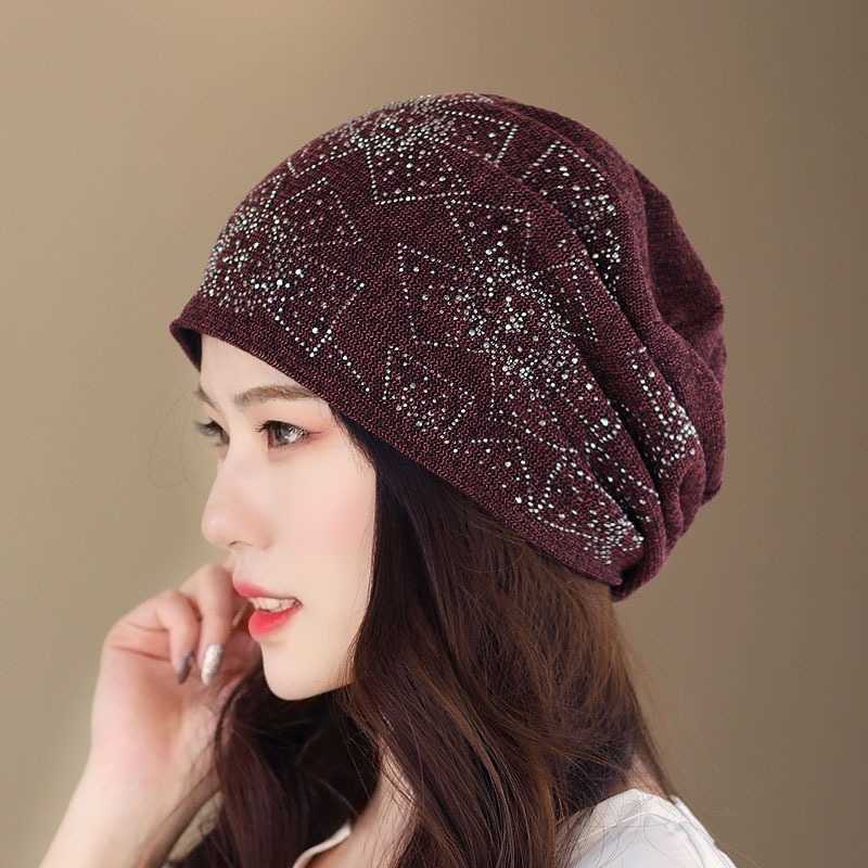 Vintage-Polyester-Breathable-Beanie-Cap-Women-Earmuffs-Flexible-Turban-Cap-1436206