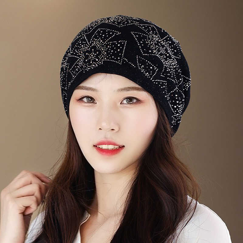 Vintage-Polyester-Breathable-Beanie-Cap-Women-Earmuffs-Flexible-Turban-Cap-1436206