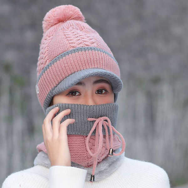 Vintage-Winter-Windproof-Plus-Velvet-Knit-Hat-Scarf-Set-Women-Thicken-Earmuffs-Ski-Beanie-Cap-1240246