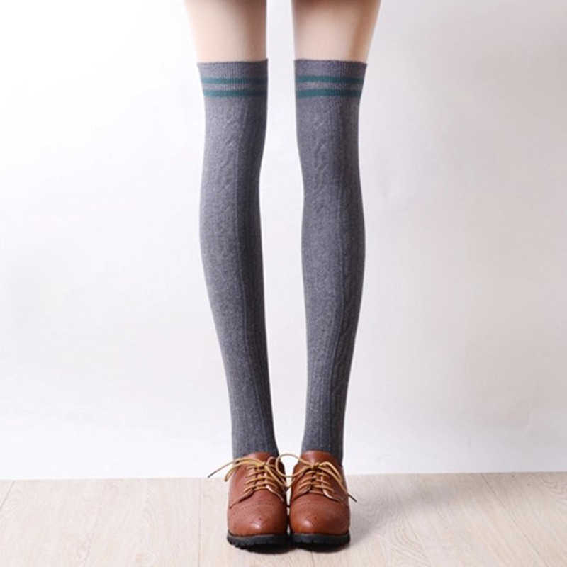 Vintage-Women-Winter-Warm-Stripes-Cotton-Silk-Socks-Extra-Long-Over-Knee-Thigh-High-Stockings-Sock-1364382