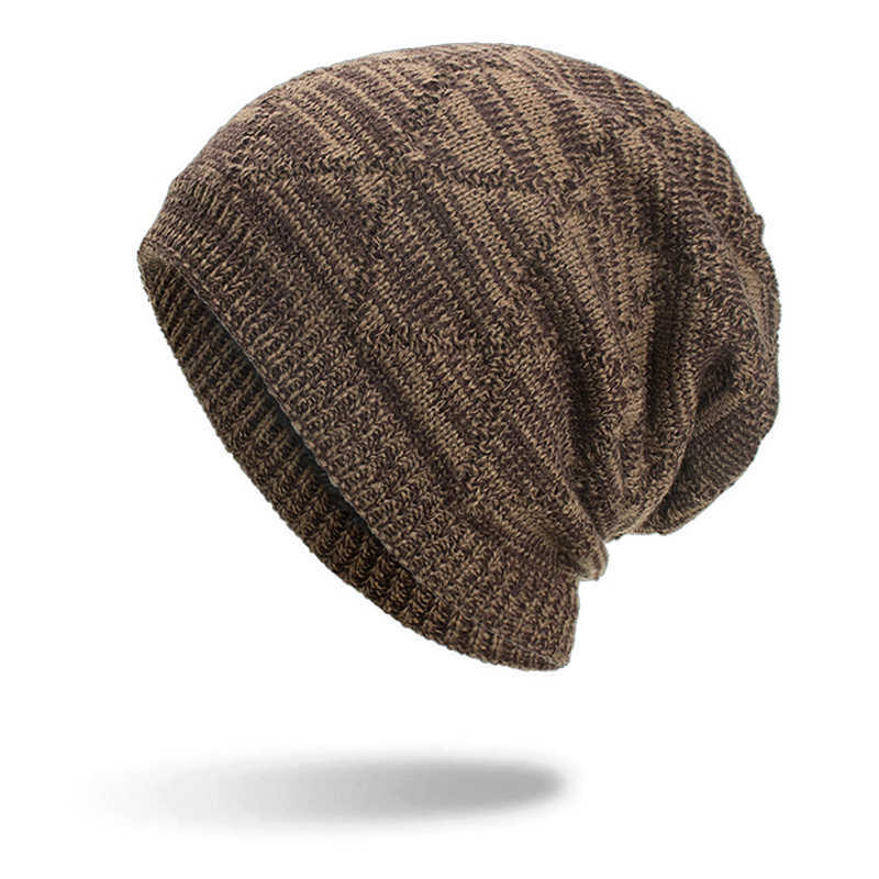 Winter-Diamond-Plaid-Plus-Velvet-Earmuffs-Knitted-Sweater-Hat--Slouch-Warm-Beanie-Caps-1344368