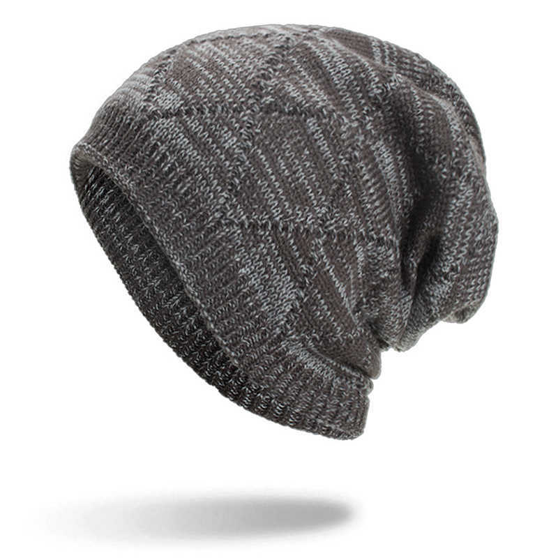 Winter-Diamond-Plaid-Plus-Velvet-Earmuffs-Knitted-Sweater-Hat--Slouch-Warm-Beanie-Caps-1344368