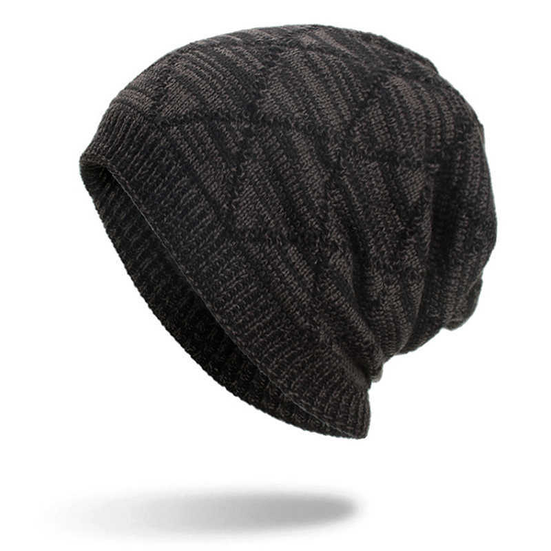 Winter-Diamond-Plaid-Plus-Velvet-Earmuffs-Knitted-Sweater-Hat--Slouch-Warm-Beanie-Caps-1344368