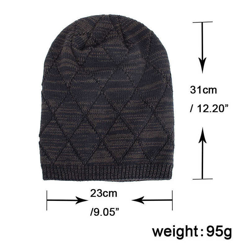 Winter-Diamond-Plaid-Plus-Velvet-Earmuffs-Knitted-Sweater-Hat--Slouch-Warm-Beanie-Caps-1344368