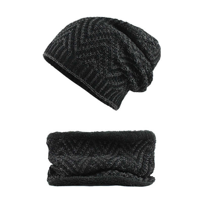 Winter-Thicken-Plus-Velvet-Beanie-Caps-with-Scarf-Set-Warm-Double-Layers-Knitted-Hat-1351637