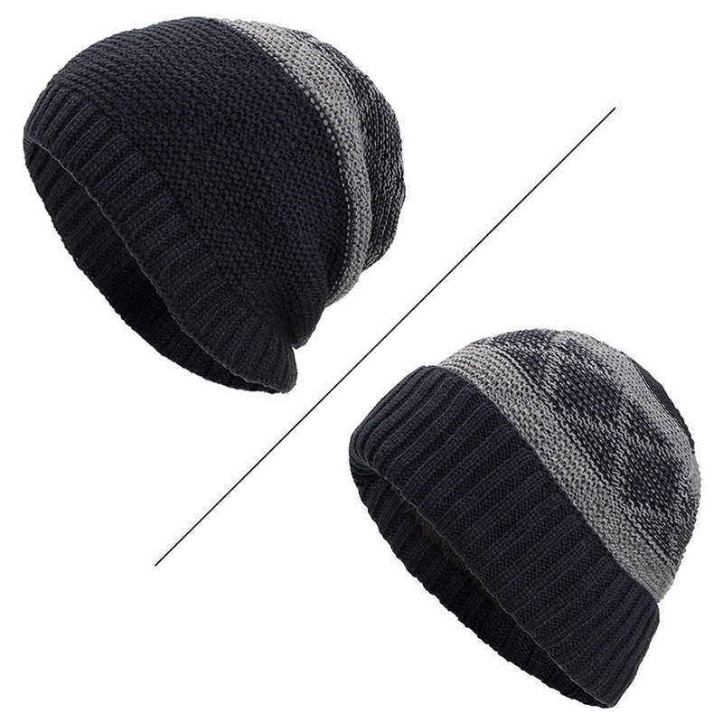 Winter-Warm-Plaid-Fleecy-Curlable-Beanie-Caps-Outdoor-Slouch-Double-Layers-Knitted-Hat-1344218