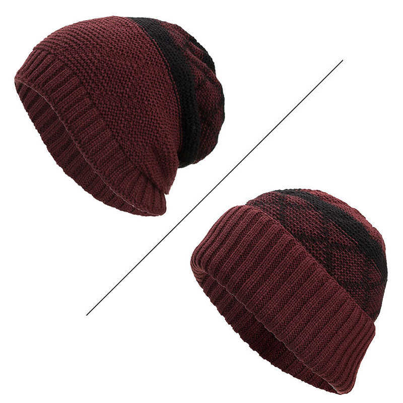 Winter-Warm-Plaid-Fleecy-Curlable-Beanie-Caps-Outdoor-Slouch-Double-Layers-Knitted-Hat-1344218