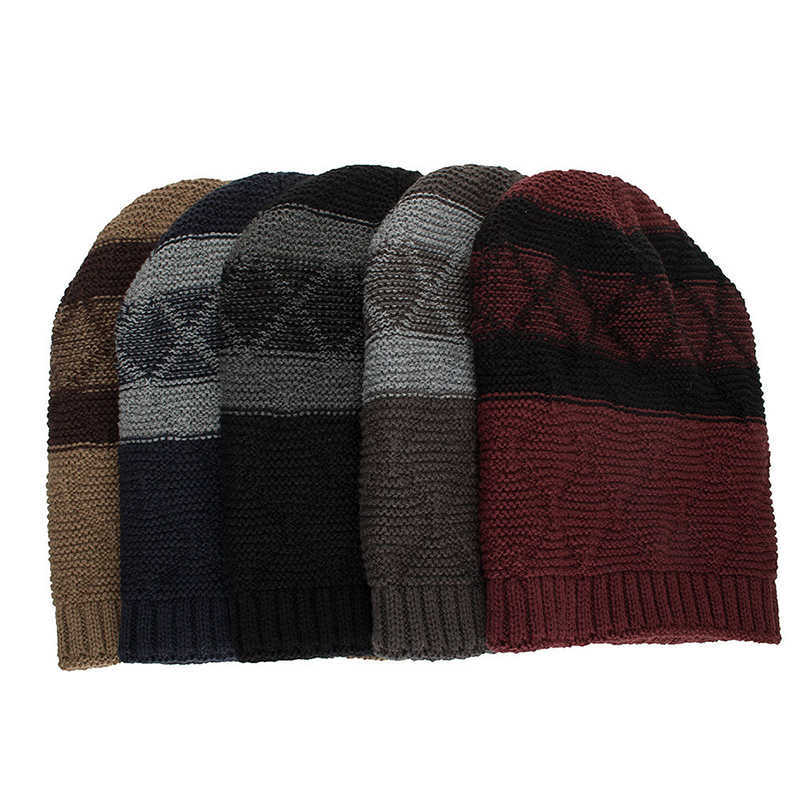 Winter-Warm-Plaid-Fleecy-Curlable-Beanie-Caps-Outdoor-Slouch-Double-Layers-Knitted-Hat-1344218