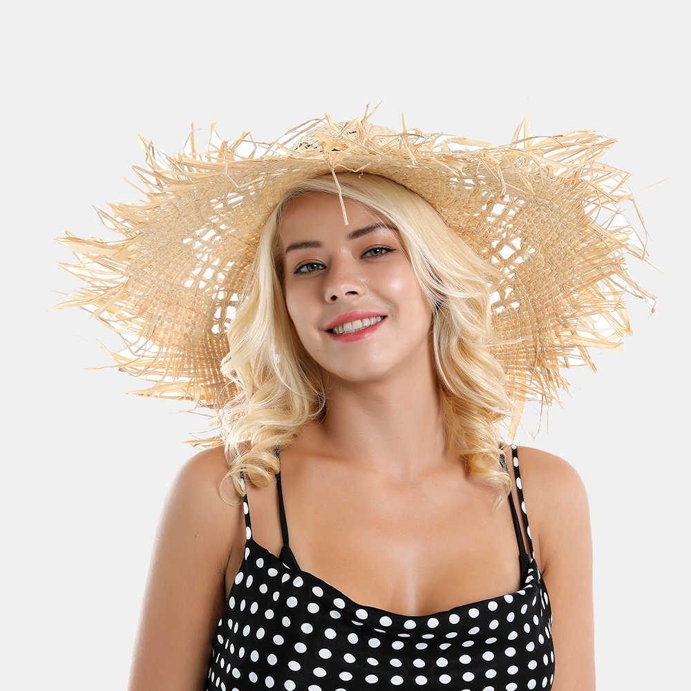 Woman-Lafite-Grass-Gole-Fine-Leather-Rope-Bow-Shade-Straw-Hat-1509276