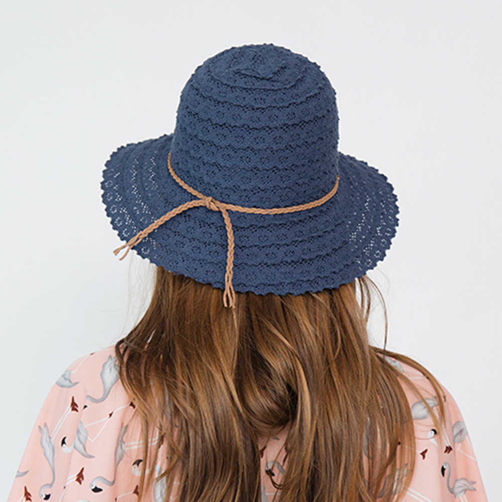 Woman-Multi-color-Openwork-Petal-Pattern-Summer-Sunscreen-Woven-Straw-Hat-1509295