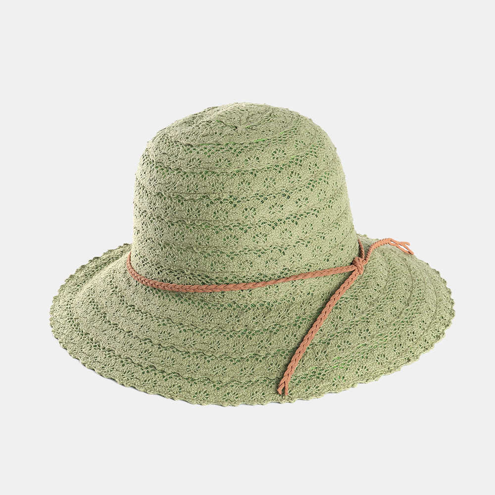 Woman-Multi-color-Openwork-Petal-Pattern-Summer-Sunscreen-Woven-Straw-Hat-1509295