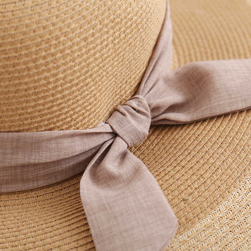 Woman-Solid-Color-Cotton-With-Linen-Bow-Travel-Holiday-Sun-Seaside-Hat-1509274