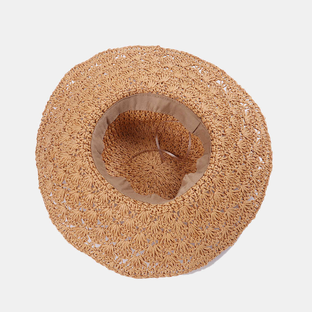 Woman-Solid-Color-Large-Edge-Cap-Travel-Shade-Straw-Hat-With-Fine-Needle-Leather-Rope-1509277