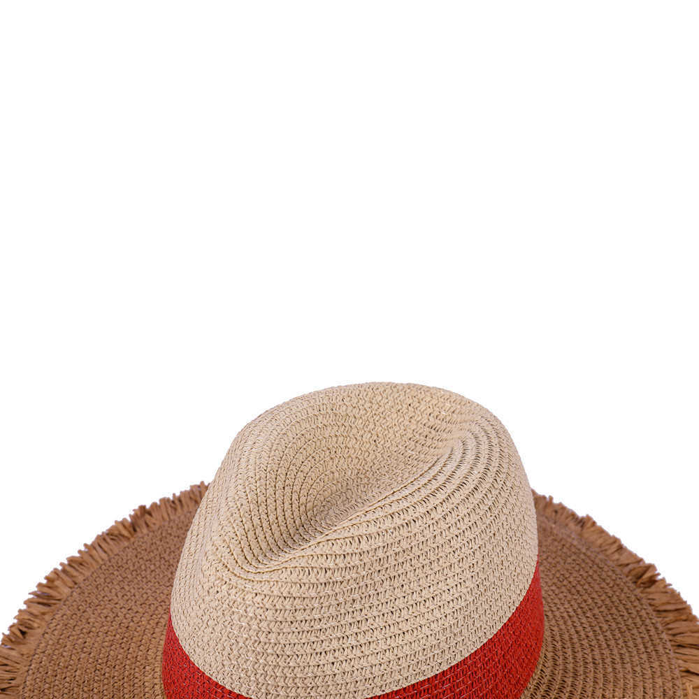 Woman-Tri-color-splicing-Edging-Top-Hat-Straw-Hat-Flat-Jazz-Hat-1509273