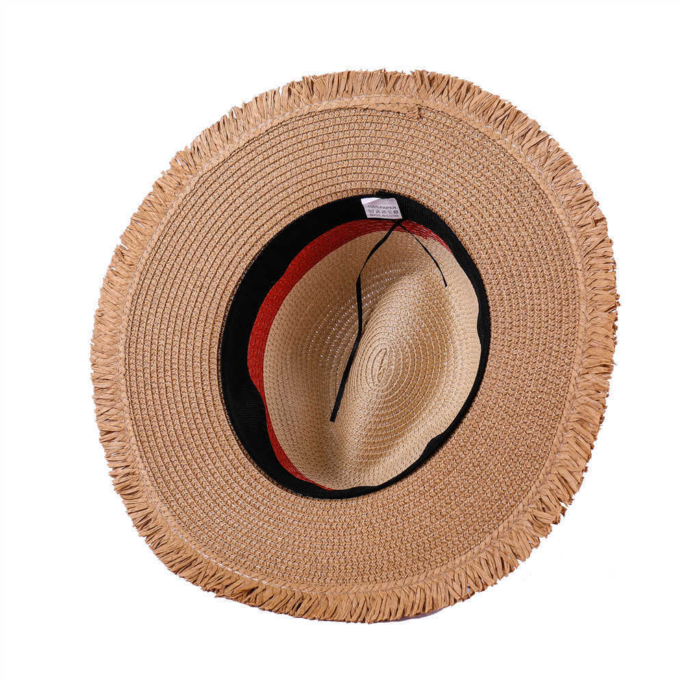 Woman-Tri-color-splicing-Edging-Top-Hat-Straw-Hat-Flat-Jazz-Hat-1509273