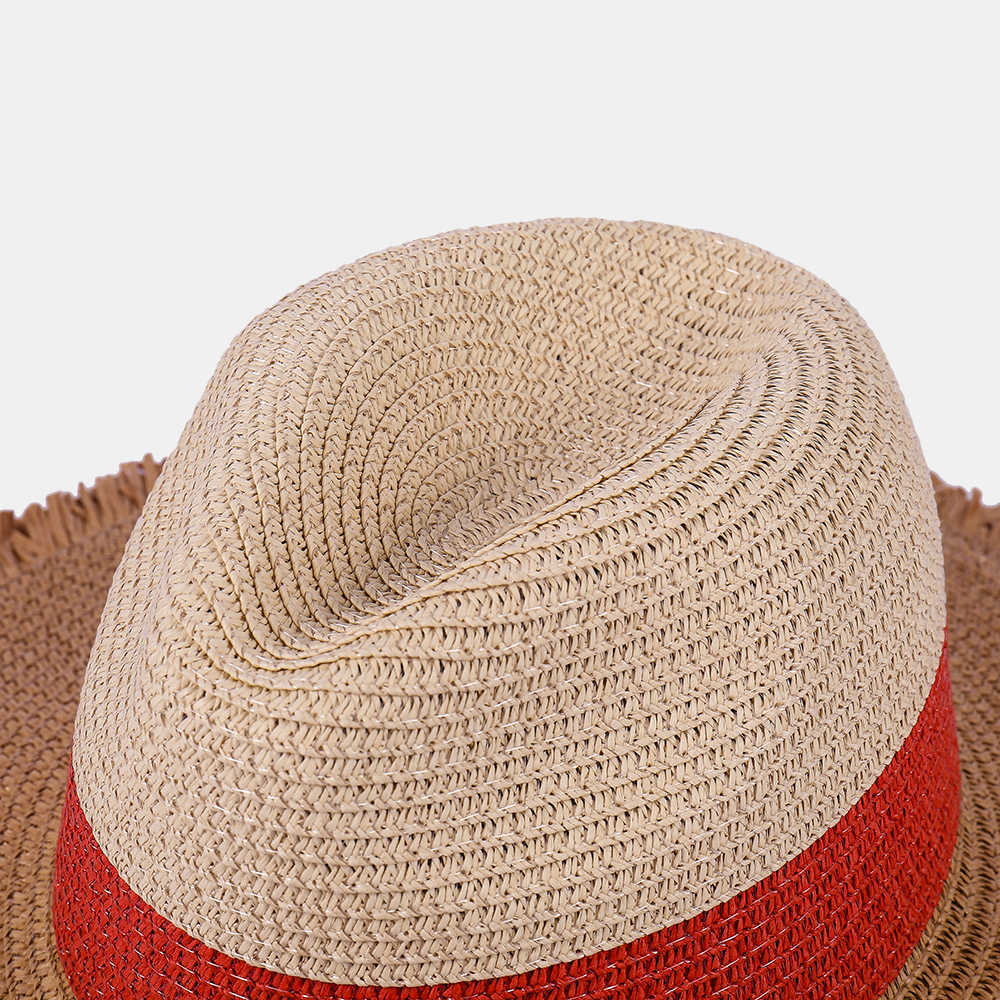 Woman-Tri-color-splicing-Edging-Top-Hat-Straw-Hat-Flat-Jazz-Hat-1509273